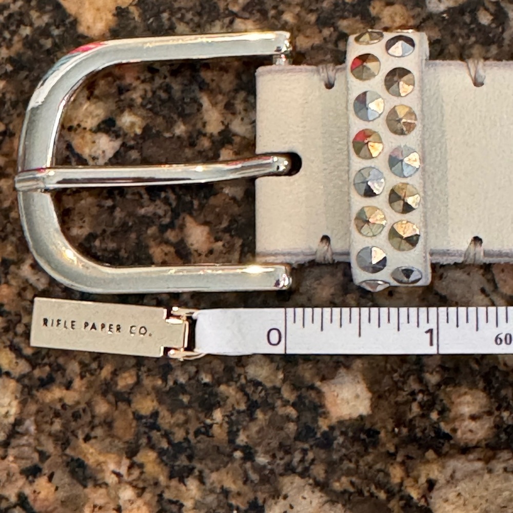 Amsterdam Heritage Studded White Leather Belt with Silver Hardware - Picture 6 of 11
